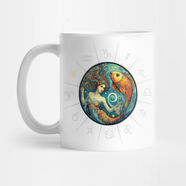 ZODIAC Pisces - Astrological PISCES - PISCES - ZODIAC sign - Van Gogh style - 11 by ArtProjectShop